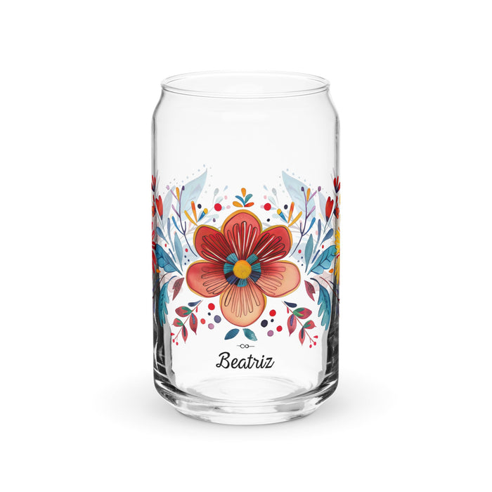 Beatriz Exclusive Name Art Piece Can - Shaped Glass Home Office Work Mexican Spanish Pride Gift Cup One - Of - A - Kind Calligraphy Glass | B2 - Mexicada