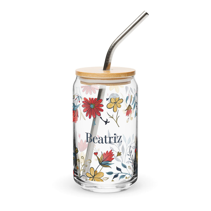 Beatriz Exclusive Name Art Piece Can - Shaped Glass Home Office Work Mexican Spanish Pride Gift Cup One - Of - A - Kind Calligraphy Glass | B20 - Mexicada