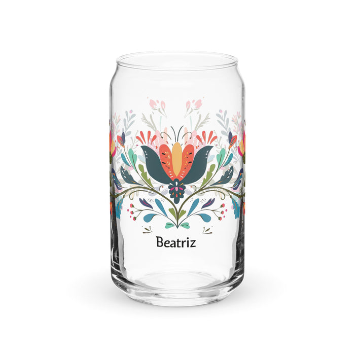 Beatriz Exclusive Name Art Piece Can - Shaped Glass Home Office Work Mexican Spanish Pride Gift Cup One - Of - A - Kind Calligraphy Glass | B21 - Mexicada