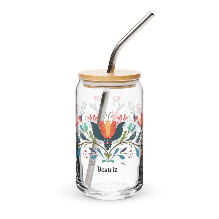 Beatriz Exclusive Name Art Piece Can - Shaped Glass Home Office Work Mexican Spanish Pride Gift Cup One - Of - A - Kind Calligraphy Glass | B21 - Mexicada