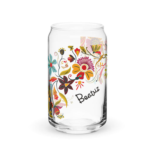 Beatriz Exclusive Name Art Piece Can - Shaped Glass Home Office Work Mexican Spanish Pride Gift Cup One - Of - A - Kind Calligraphy Glass | B22 - Mexicada