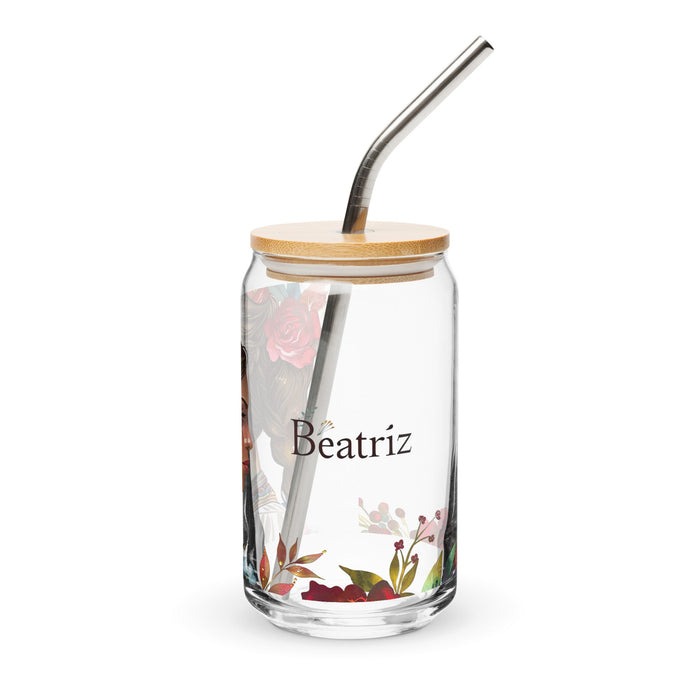 Beatriz Exclusive Name Art Piece Can - Shaped Glass Home Office Work Mexican Spanish Pride Gift Cup One - Of - A - Kind Calligraphy Glass | B23 - Mexicada