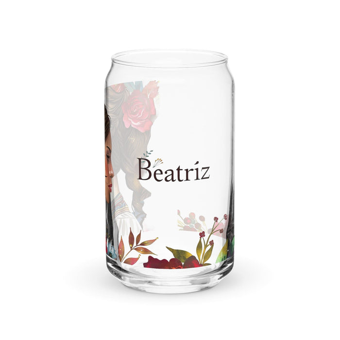 Beatriz Exclusive Name Art Piece Can-Shaped Glass Home Office Work Mexican Spanish Pride Gift Cup One-Of-A-Kind Calligraphy Glass | B23 Mexicada 16 oz (No Lid No Straw)