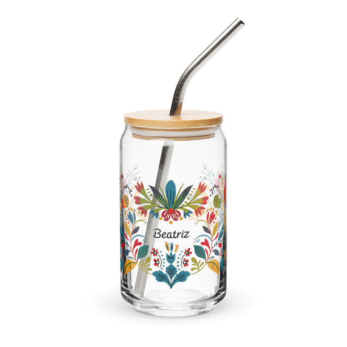 Beatriz Exclusive Name Art Piece Can - Shaped Glass Home Office Work Mexican Spanish Pride Gift Cup One - Of - A - Kind Calligraphy Glass | B5 - Mexicada