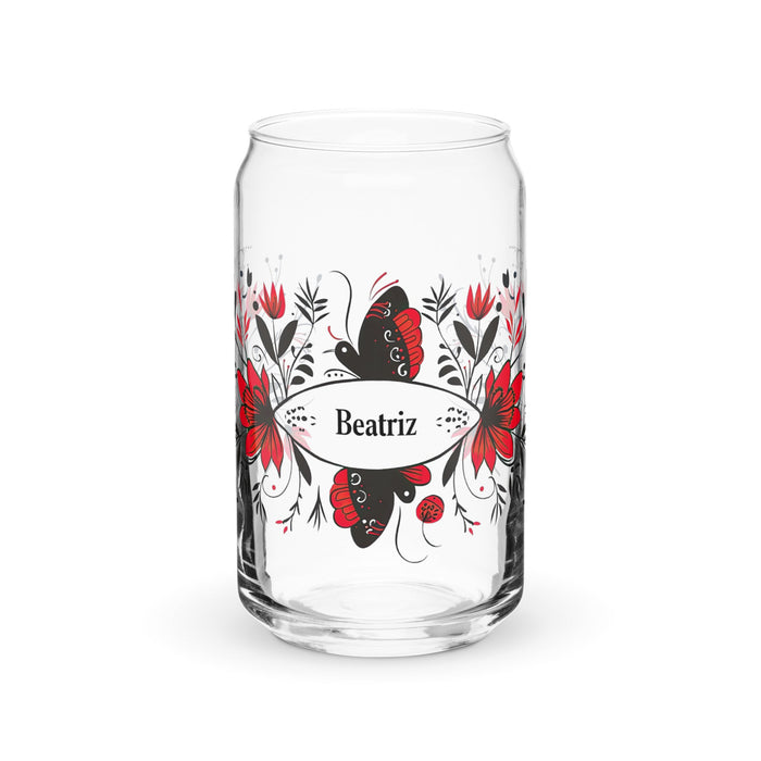 Beatriz Exclusive Name Art Piece Can - Shaped Glass Home Office Work Mexican Spanish Pride Gift Cup One - Of - A - Kind Calligraphy Glass | B8 - Mexicada