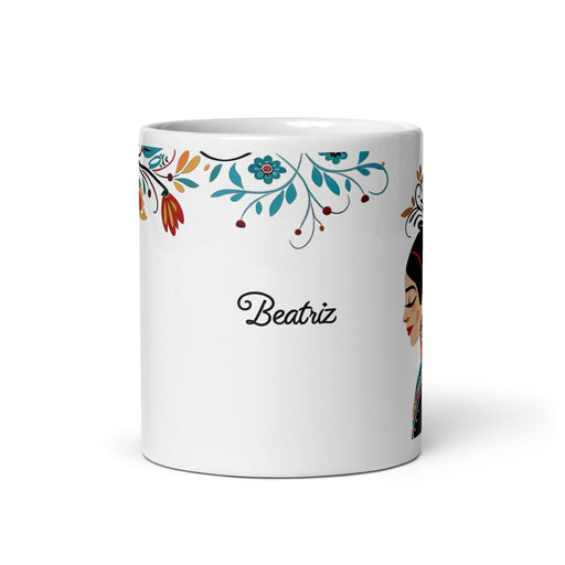 Beatriz Exclusive Name Art Piece Home Office Work Coffee Mug Mexican Spanish Pride Gift Cup One-Of-A-Kind Calligraphy White Glossy Mug | B1 Mexicada