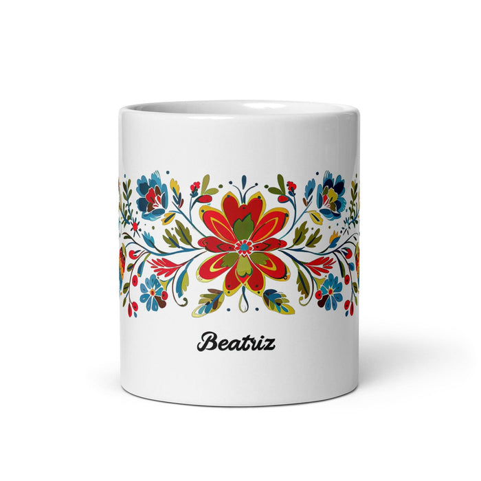 Beatriz Exclusive Name Art Piece Home Office Work Coffee Mug Mexican Spanish Pride Gift Cup One-Of-A-Kind Calligraphy White Glossy Mug | B10 Mexicada