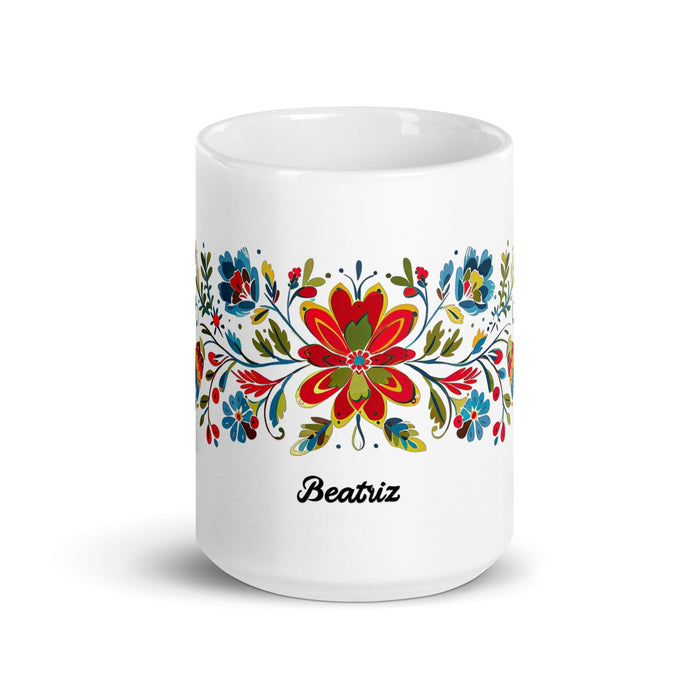 Beatriz Exclusive Name Art Piece Home Office Work Coffee Mug Mexican Spanish Pride Gift Cup One-Of-A-Kind Calligraphy White Glossy Mug | B10 Mexicada