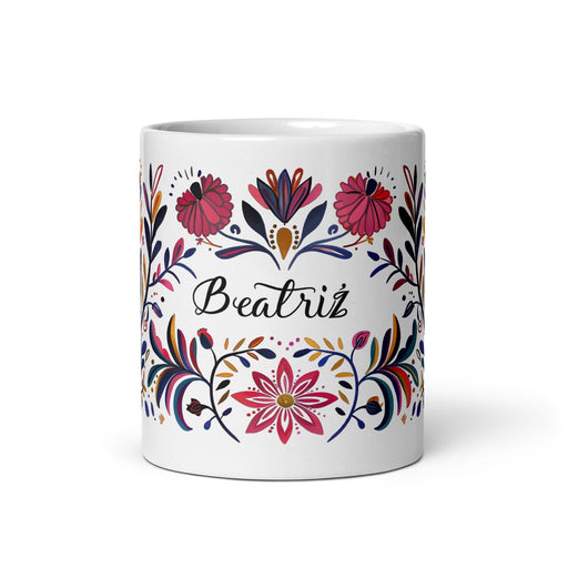 Beatriz Exclusive Name Art Piece Home Office Work Coffee Mug Mexican Spanish Pride Gift Cup One-Of-A-Kind Calligraphy White Glossy Mug | B11 Mexicada