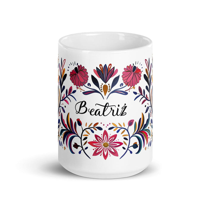 Beatriz Exclusive Name Art Piece Home Office Work Coffee Mug Mexican Spanish Pride Gift Cup One-Of-A-Kind Calligraphy White Glossy Mug | B11 Mexicada