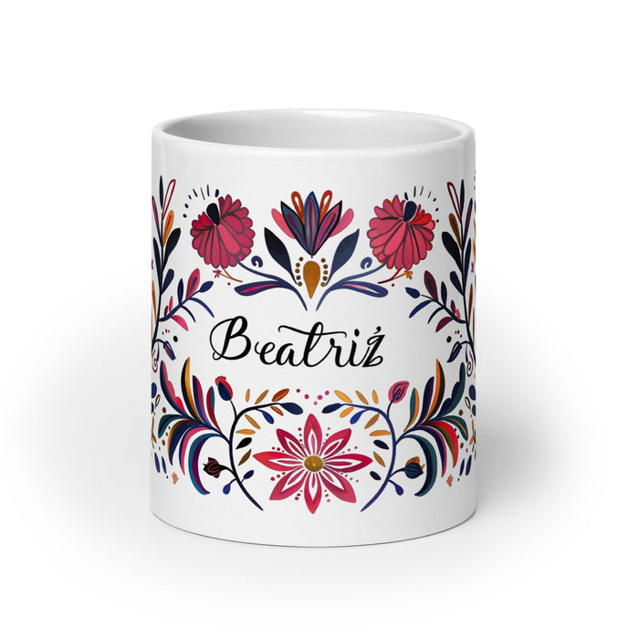 Beatriz Exclusive Name Art Piece Home Office Work Coffee Mug Mexican Spanish Pride Gift Cup One-Of-A-Kind Calligraphy White Glossy Mug | B11 Mexicada