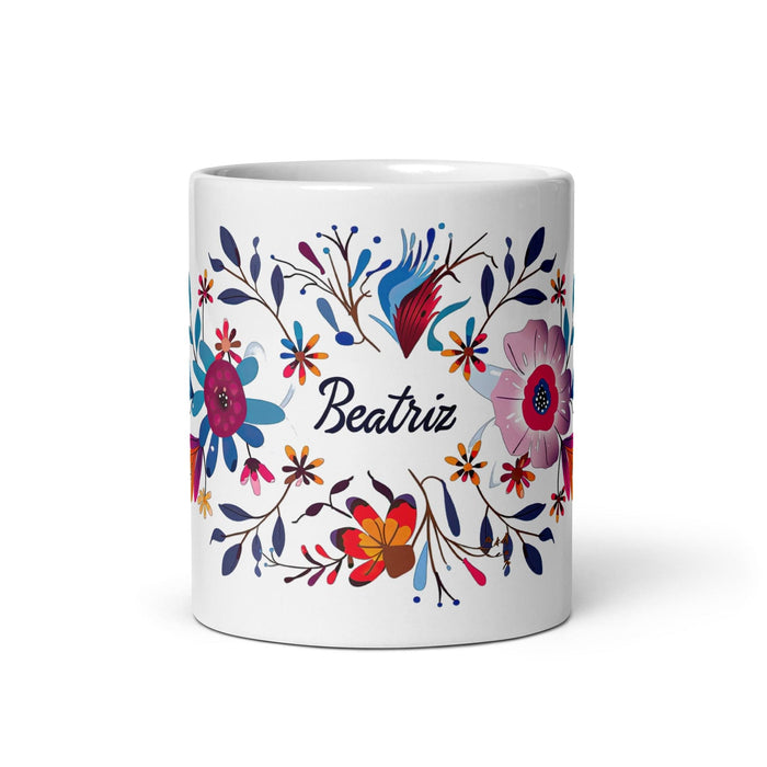 Beatriz Exclusive Name Art Piece Home Office Work Coffee Mug Mexican Spanish Pride Gift Cup One-Of-A-Kind Calligraphy White Glossy Mug | B12 Mexicada