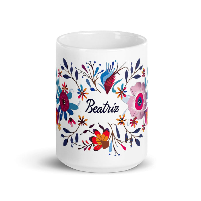 Beatriz Exclusive Name Art Piece Home Office Work Coffee Mug Mexican Spanish Pride Gift Cup One-Of-A-Kind Calligraphy White Glossy Mug | B12 Mexicada