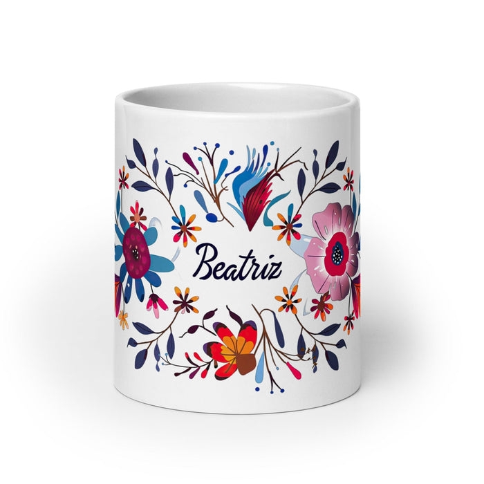 Beatriz Exclusive Name Art Piece Home Office Work Coffee Mug Mexican Spanish Pride Gift Cup One-Of-A-Kind Calligraphy White Glossy Mug | B12 Mexicada