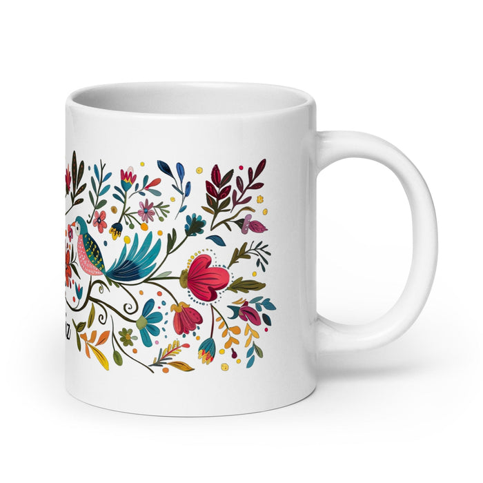 Beatriz Exclusive Name Art Piece Home Office Work Coffee Mug Mexican Spanish Pride Gift Cup One-Of-A-Kind Calligraphy White Glossy Mug | B13 Mexicada 20 oz