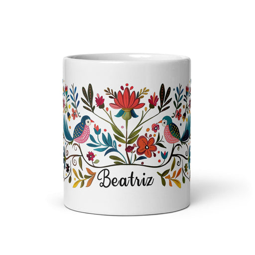 Beatriz Exclusive Name Art Piece Home Office Work Coffee Mug Mexican Spanish Pride Gift Cup One-Of-A-Kind Calligraphy White Glossy Mug | B13 Mexicada