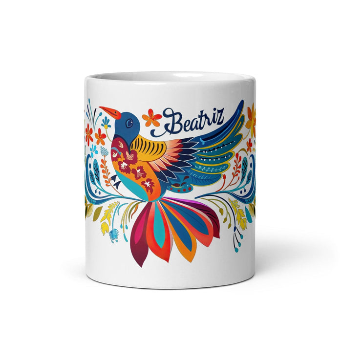 Beatriz Exclusive Name Art Piece Home Office Work Coffee Mug Mexican Spanish Pride Gift Cup One-Of-A-Kind Calligraphy White Glossy Mug | B14 Mexicada