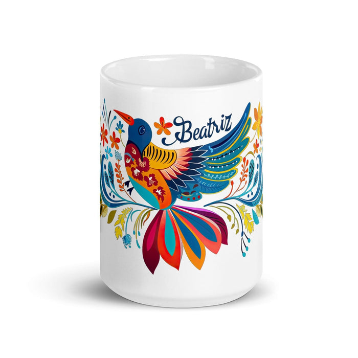 Beatriz Exclusive Name Art Piece Home Office Work Coffee Mug Mexican Spanish Pride Gift Cup One-Of-A-Kind Calligraphy White Glossy Mug | B14 Mexicada