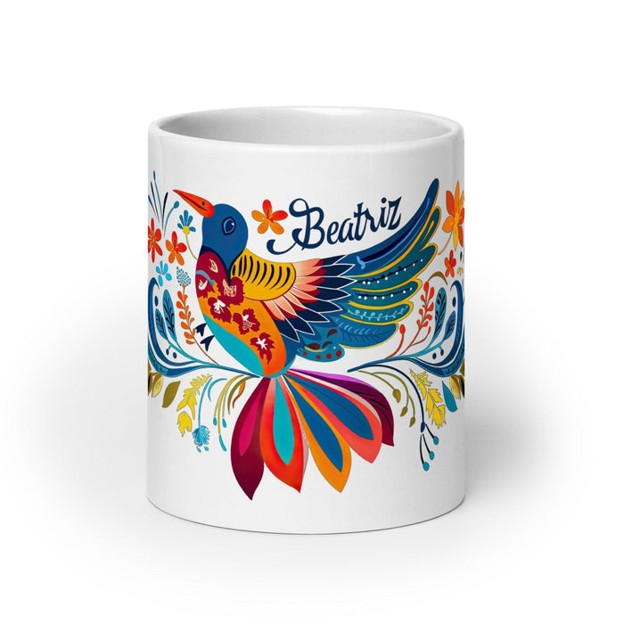 Beatriz Exclusive Name Art Piece Home Office Work Coffee Mug Mexican Spanish Pride Gift Cup One-Of-A-Kind Calligraphy White Glossy Mug | B14 Mexicada