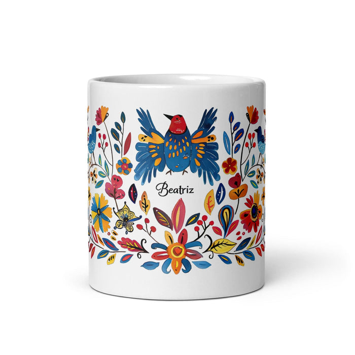 Beatriz Exclusive Name Art Piece Home Office Work Coffee Mug Mexican Spanish Pride Gift Cup One-Of-A-Kind Calligraphy White Glossy Mug | B15 Mexicada