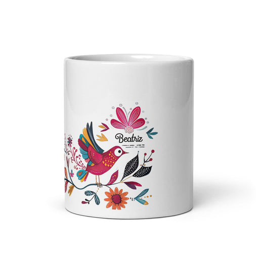 Beatriz Exclusive Name Art Piece Home Office Work Coffee Mug Mexican Spanish Pride Gift Cup One-Of-A-Kind Calligraphy White Glossy Mug | B16 Mexicada