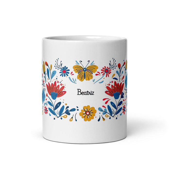 Beatriz Exclusive Name Art Piece Home Office Work Coffee Mug Mexican Spanish Pride Gift Cup One-Of-A-Kind Calligraphy White Glossy Mug | B19 Mexicada