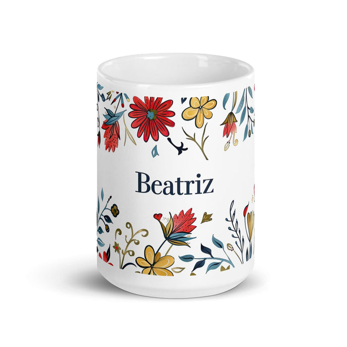 Beatriz Exclusive Name Art Piece Home Office Work Coffee Mug Mexican Spanish Pride Gift Cup One-Of-A-Kind Calligraphy White Glossy Mug | B20 Mexicada