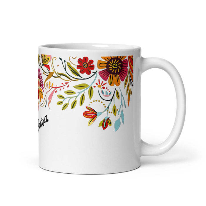 Beatriz Exclusive Name Art Piece Home Office Work Coffee Mug Mexican Spanish Pride Gift Cup One-Of-A-Kind Calligraphy White Glossy Mug | B22 Mexicada 11 oz