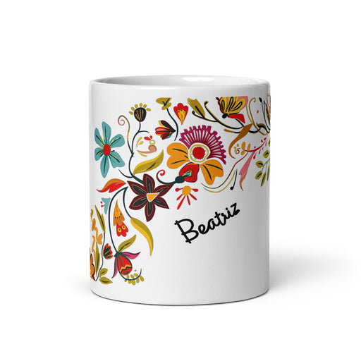 Beatriz Exclusive Name Art Piece Home Office Work Coffee Mug Mexican Spanish Pride Gift Cup One-Of-A-Kind Calligraphy White Glossy Mug | B22 Mexicada