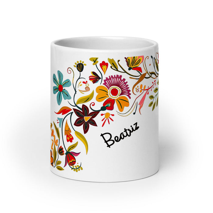 Beatriz Exclusive Name Art Piece Home Office Work Coffee Mug Mexican Spanish Pride Gift Cup One-Of-A-Kind Calligraphy White Glossy Mug | B22 Mexicada