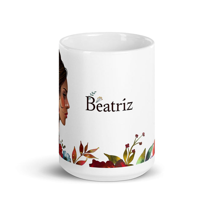 Beatriz Exclusive Name Art Piece Home Office Work Coffee Mug Mexican Spanish Pride Gift Cup One-Of-A-Kind Calligraphy White Glossy Mug | B23 Mexicada