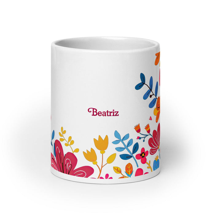 Beatriz Exclusive Name Art Piece Home Office Work Coffee Mug Mexican Spanish Pride Gift Cup One-Of-A-Kind Calligraphy White Glossy Mug | B24 Mexicada