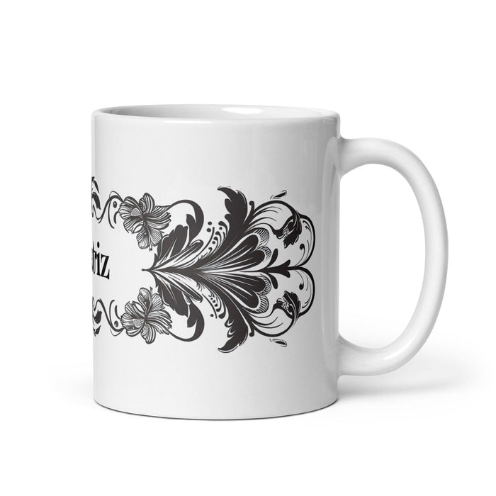 Beatriz Exclusive Name Art Piece Home Office Work Coffee Mug Mexican Spanish Pride Gift Cup One-Of-A-Kind Calligraphy White Glossy Mug | B3 Mexicada 11 oz