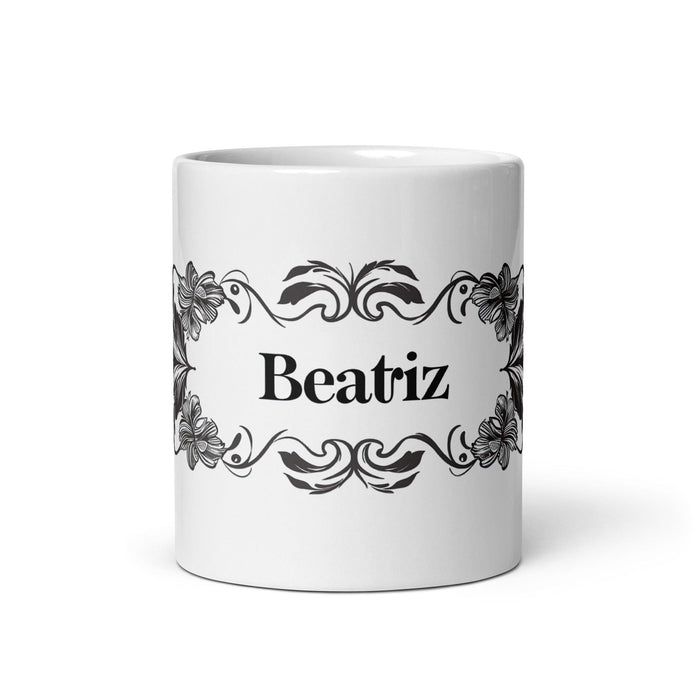 Beatriz Exclusive Name Art Piece Home Office Work Coffee Mug Mexican Spanish Pride Gift Cup One-Of-A-Kind Calligraphy White Glossy Mug | B3 Mexicada