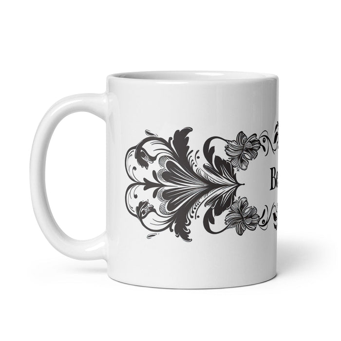 Beatriz Exclusive Name Art Piece Home Office Work Coffee Mug Mexican Spanish Pride Gift Cup One-Of-A-Kind Calligraphy White Glossy Mug | B3 Mexicada