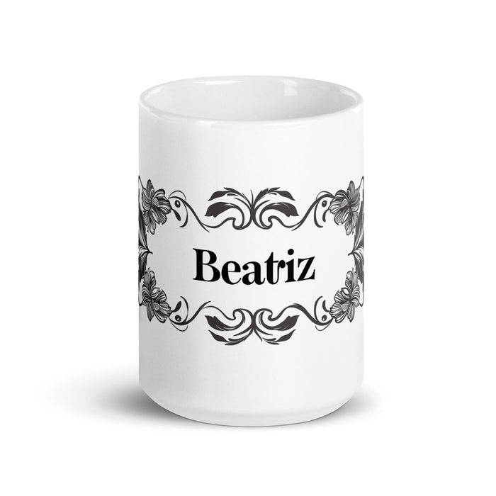 Beatriz Exclusive Name Art Piece Home Office Work Coffee Mug Mexican Spanish Pride Gift Cup One-Of-A-Kind Calligraphy White Glossy Mug | B3 Mexicada