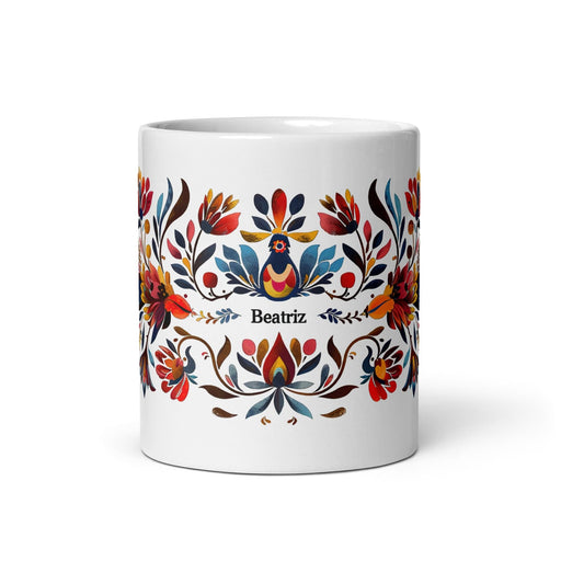 Beatriz Exclusive Name Art Piece Home Office Work Coffee Mug Mexican Spanish Pride Gift Cup One-Of-A-Kind Calligraphy White Glossy Mug | B4 Mexicada