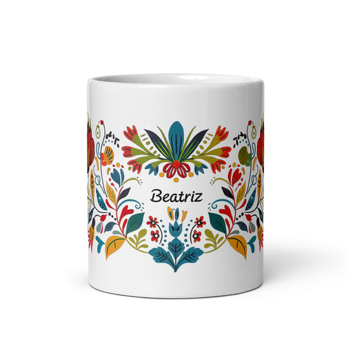 Beatriz Exclusive Name Art Piece Home Office Work Coffee Mug Mexican Spanish Pride Gift Cup One-Of-A-Kind Calligraphy White Glossy Mug | B5 Mexicada