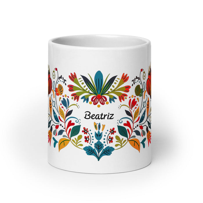 Beatriz Exclusive Name Art Piece Home Office Work Coffee Mug Mexican Spanish Pride Gift Cup One-Of-A-Kind Calligraphy White Glossy Mug | B5 Mexicada