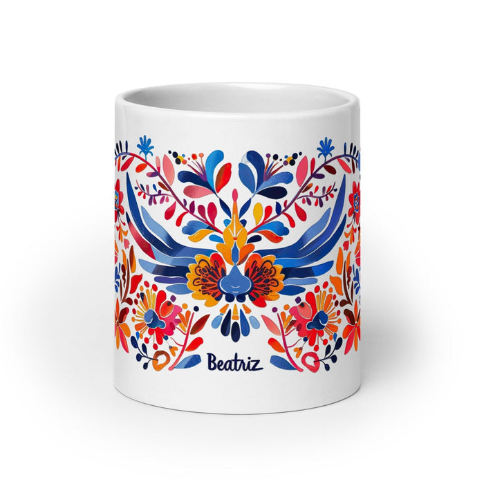 Beatriz Exclusive Name Art Piece Home Office Work Coffee Mug Mexican Spanish Pride Gift Cup One-Of-A-Kind Calligraphy White Glossy Mug | B6 Mexicada