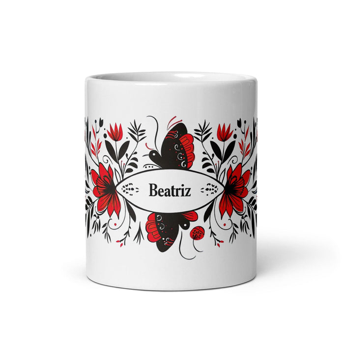 Beatriz Exclusive Name Art Piece Home Office Work Coffee Mug Mexican Spanish Pride Gift Cup One-Of-A-Kind Calligraphy White Glossy Mug | B8 Mexicada