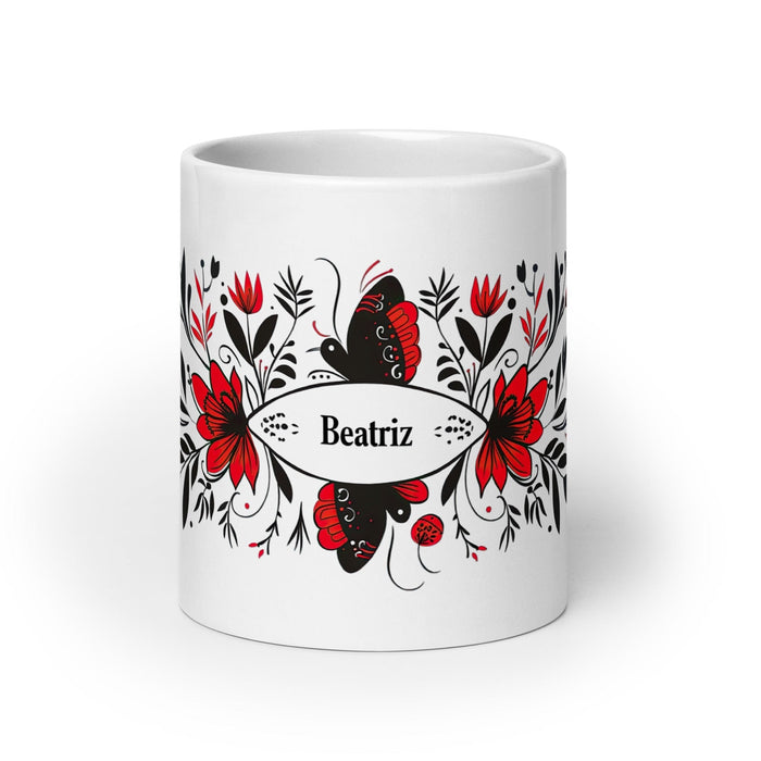 Beatriz Exclusive Name Art Piece Home Office Work Coffee Mug Mexican Spanish Pride Gift Cup One-Of-A-Kind Calligraphy White Glossy Mug | B8 Mexicada