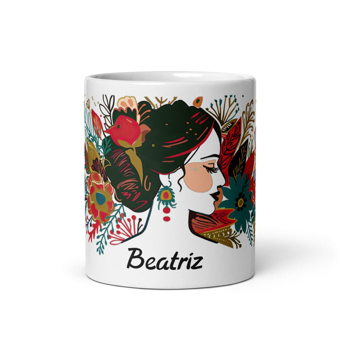 Beatriz Exclusive Name Art Piece Home Office Work Coffee Mug Mexican Spanish Pride Gift Cup One-Of-A-Kind Calligraphy White Glossy Mug | B9 Mexicada