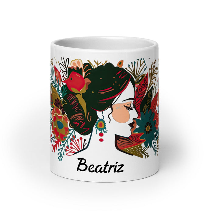 Beatriz Exclusive Name Art Piece Home Office Work Coffee Mug Mexican Spanish Pride Gift Cup One-Of-A-Kind Calligraphy White Glossy Mug | B9 Mexicada