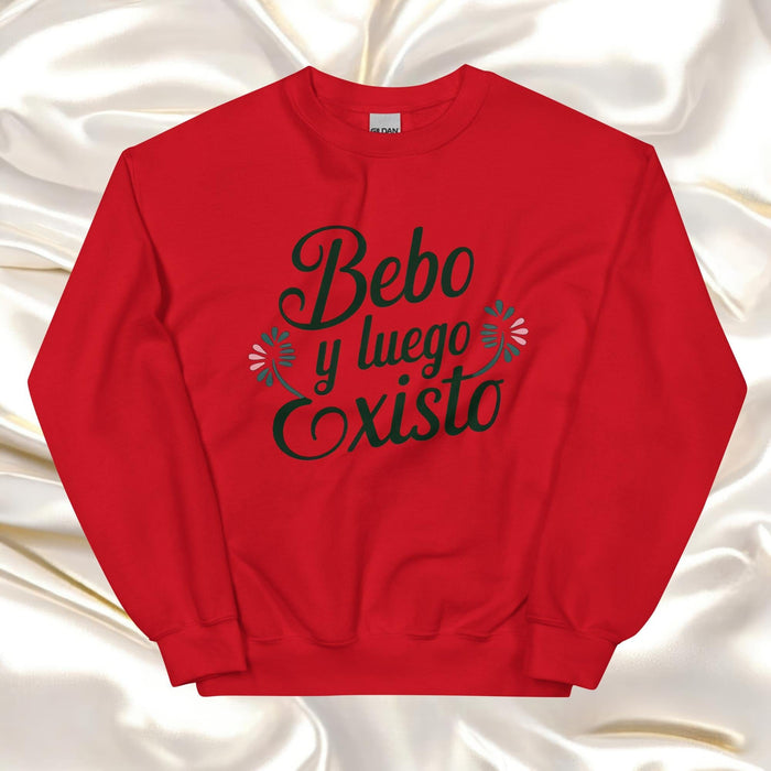 Bebo Y Luego Existo Exclusive Art Piece Home Office Work Mexican Spanish Pride Gift One-Of-A-Kind Unisex Sweatshirt | B4 Mexicada Red / S