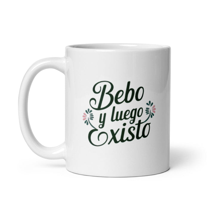 Bebo Y Luego Existo Exclusive Name Art Piece Home Office Work Coffee Mug Mexican Spanish Pride Gift Cup One-Of-A-Kind Calligraphy White Glossy Mug | B4 Mexicada