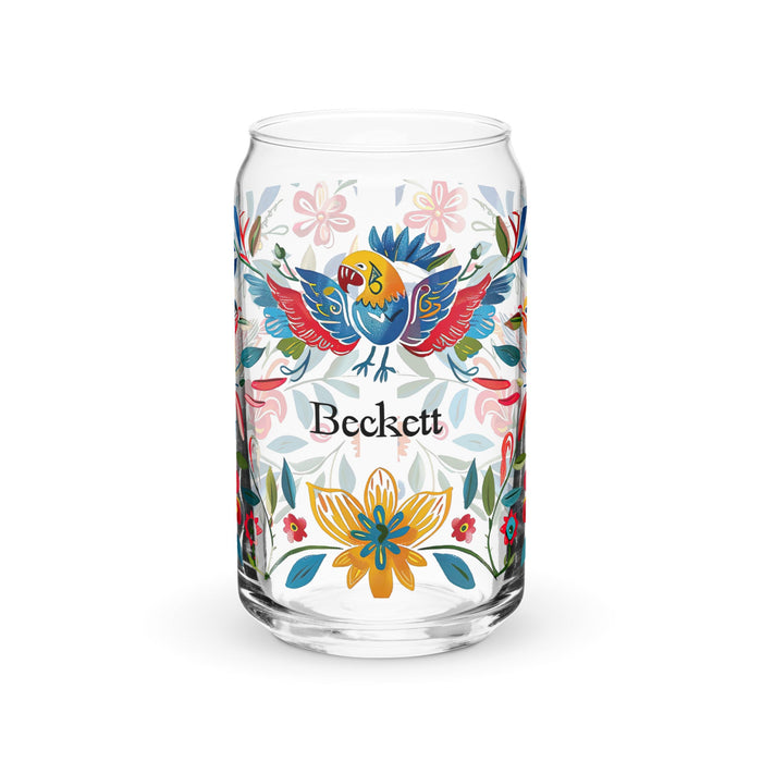 Beckett Exclusive Name Art Piece Can - Shaped Glass Home Office Work Mexican Spanish Pride Gift Cup One - Of - A - Kind Calligraphy Glass | B1 - Mexicada