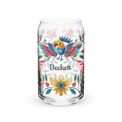 Beckett Exclusive Name Art Piece Can-Shaped Glass Home Office Work Mexican Spanish Pride Gift Cup One-Of-A-Kind Calligraphy Glass | B1 Mexicada 16 oz