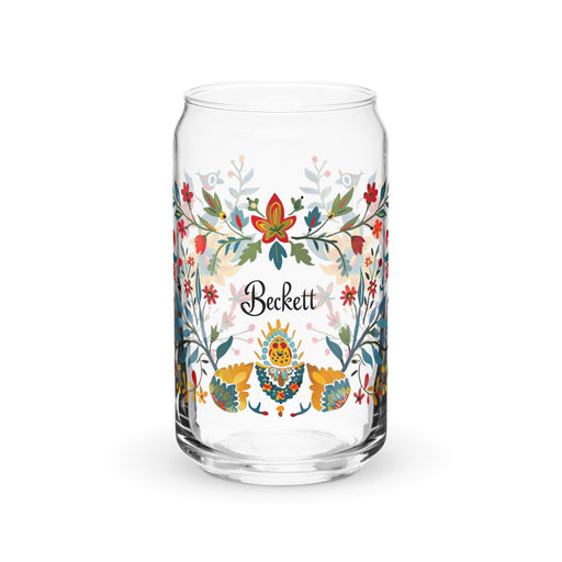 Beckett Exclusive Name Art Piece Can-Shaped Glass Home Office Work Mexican Spanish Pride Gift Cup One-Of-A-Kind Calligraphy Glass | B17 Mexicada 16 oz (No Lid No Straw)