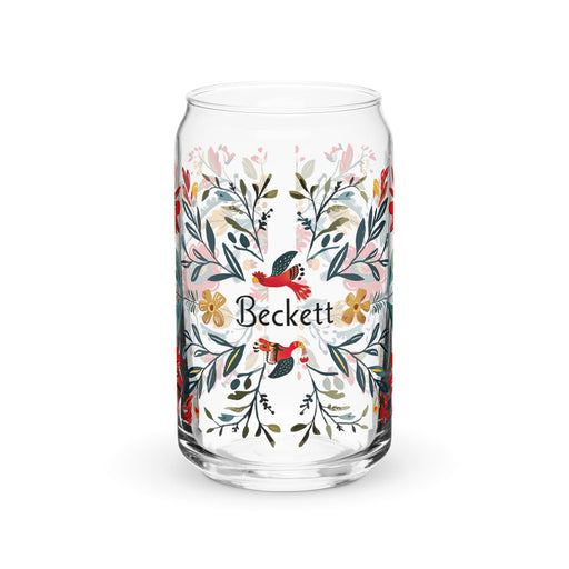 Beckett Exclusive Name Art Piece Can - Shaped Glass Home Office Work Mexican Spanish Pride Gift Cup One - Of - A - Kind Calligraphy Glass | B2 - Mexicada